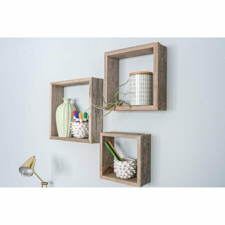 HOMEROOTS Square Espresso Reclaimed Wood Open Box Shelve - Set of 3 380350